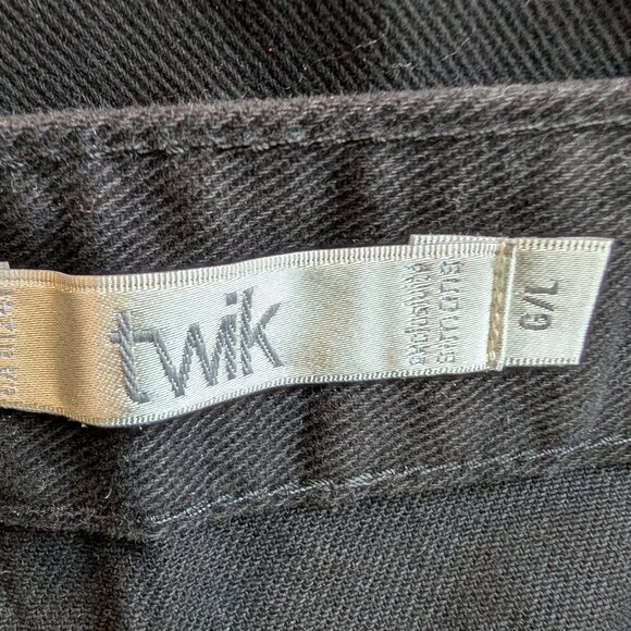 Simons Twik Black Button Down Mini Skirt Frayed Hem Large Pockets - Picture 5 of 6